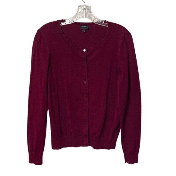 Talbots Burgundy Button-Front Cardigan Sweater Long Sleeves Women's Size Medium - Picture 7 of 7